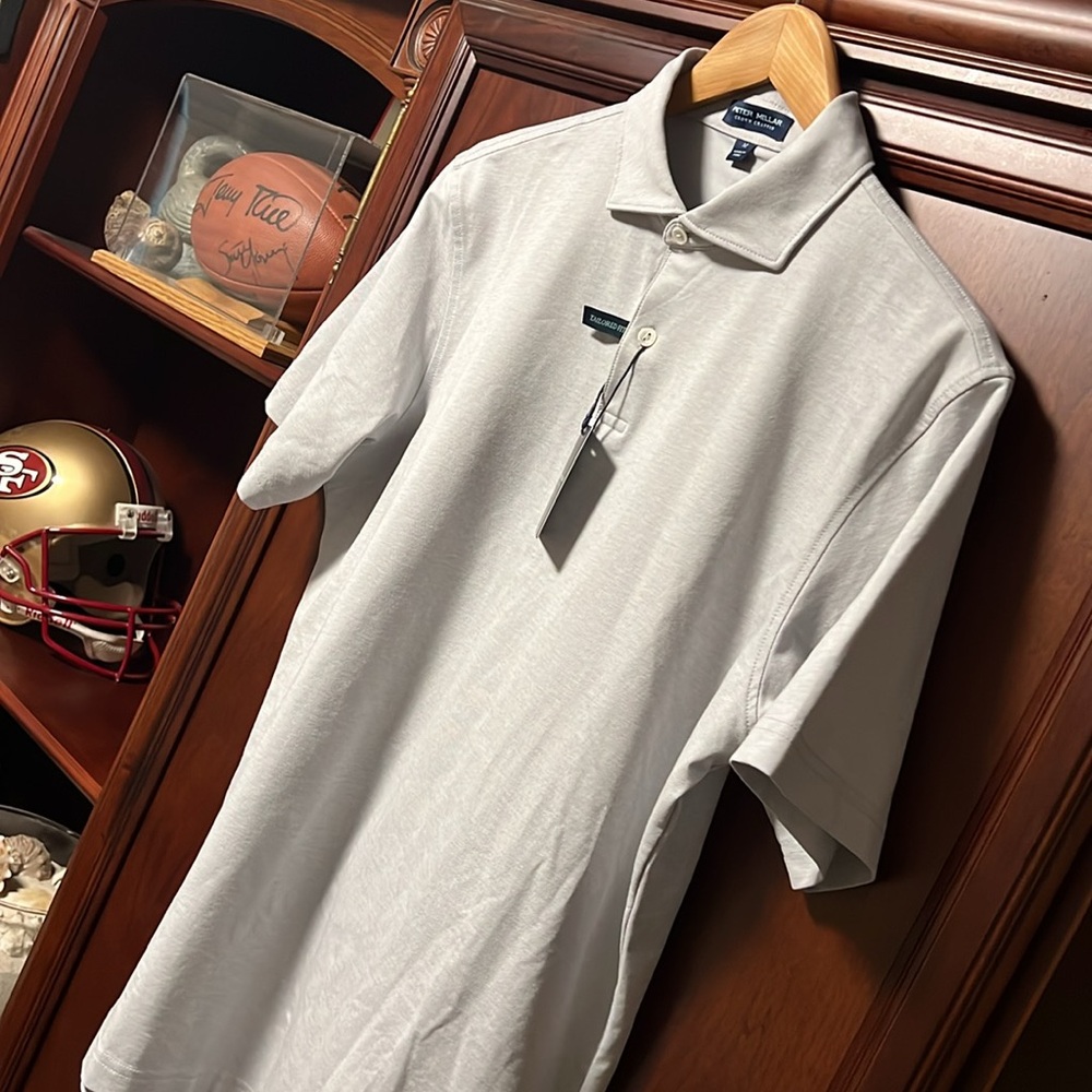 Brand New Peter Millar Crown Crafted Tailored Fit Gray Golf Polo Classic Design! - Picture 5 of 12